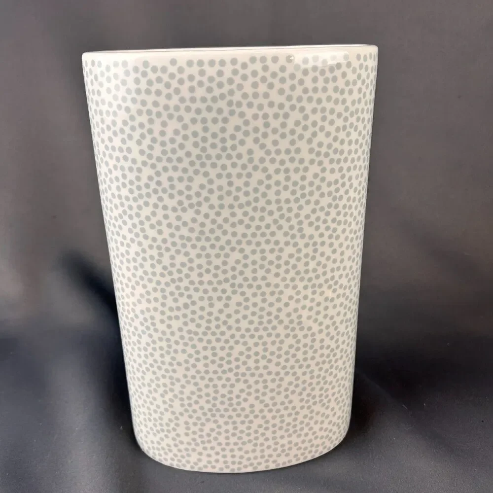 Happy Everything Coton Colors Laura Johnson Gray Polka Dot Oval Vase 10